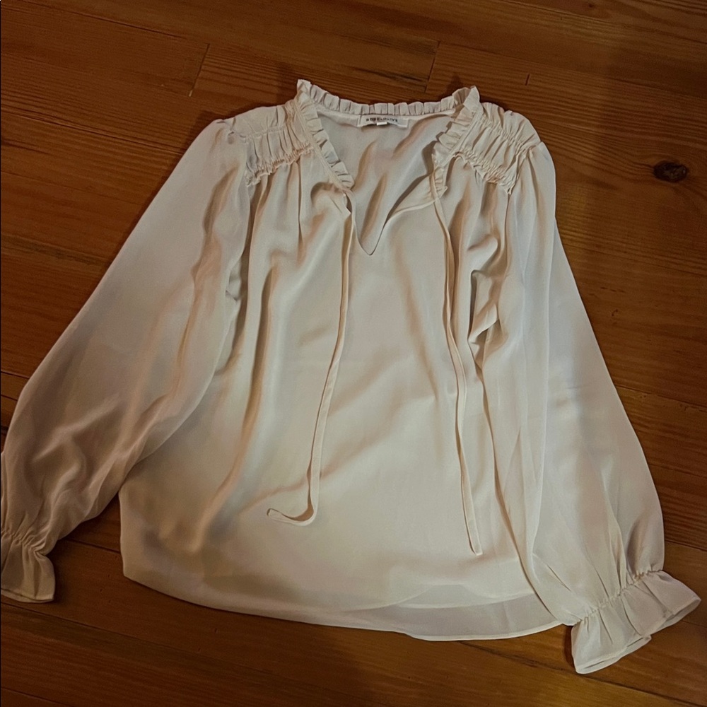 Rose & Olive Elegant Cream Blouse with Tie Neck